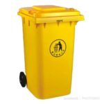 240L Dust Bin/Waste Bin 2 Wheels w Stepper – Yellow