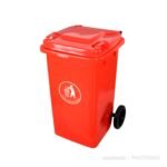 120L Dust Bin/Waste Bin 2 Wheels – Red
