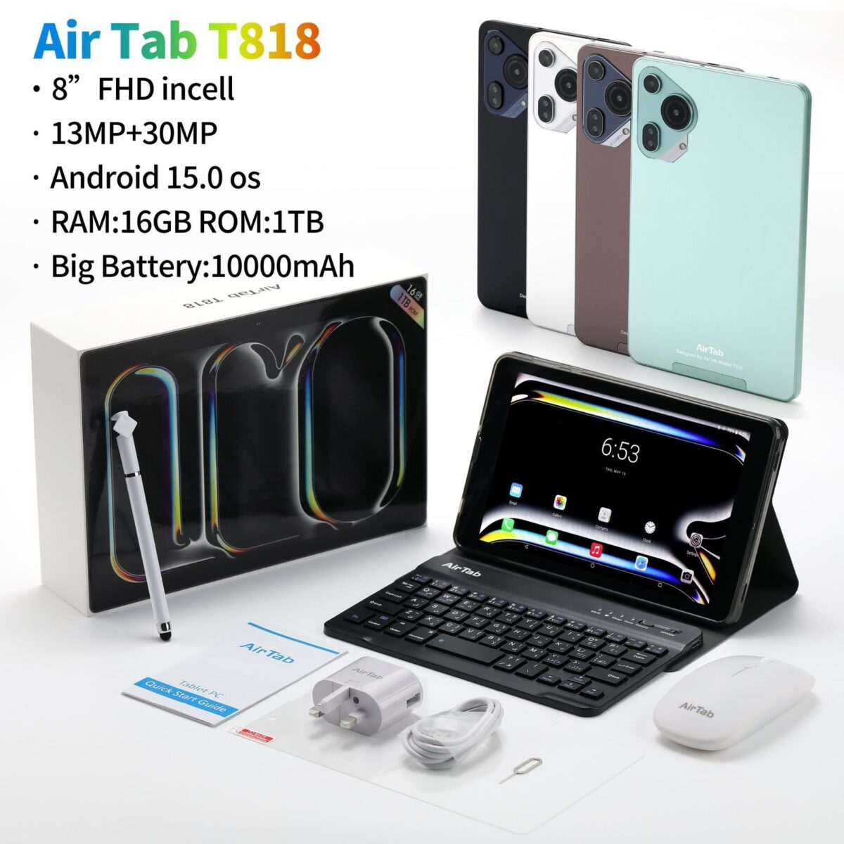 1003810679.jpg AirTab T818 PC Android Tablet 8Inch Display Screen, 16GB RAM, 1TB Storage - Image 1